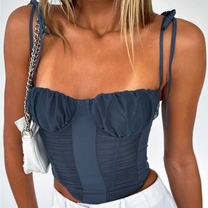 White Fox Make The Move Bustier Corset Top Charcoal